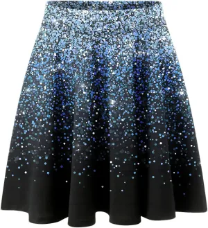 2023 Skirt Women's Fashion Short Skirt Womens A Line Midi Skirt High Elastic Waist Sequin Skirts Pleated Ruffle