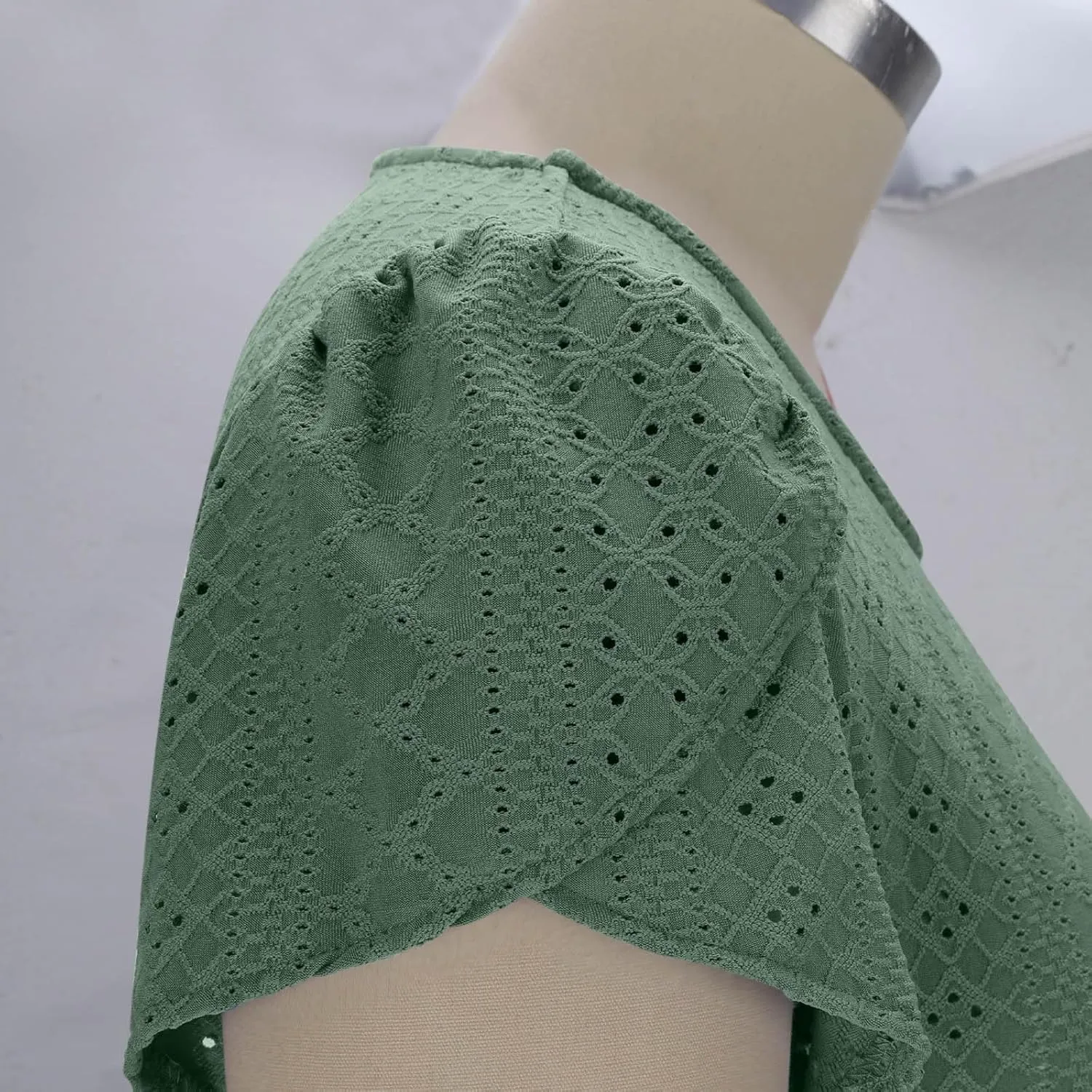2025 Summer Dress for Womens Dressy Casual Sundress Hollow Out Eyelet Embroidery Maxi Dress Petal Sleeve Beach Dresses