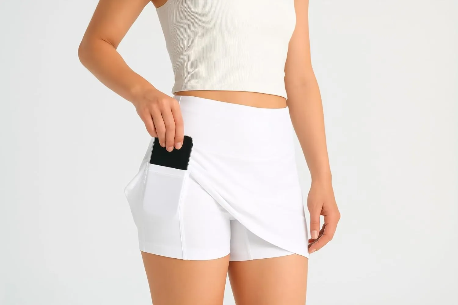 4HOW High Waist Skort with Built-in Shorts/Pockets, Tummy Control Skirt for Workout, Tennis, Golf, Pickleball, Wrinkle Free