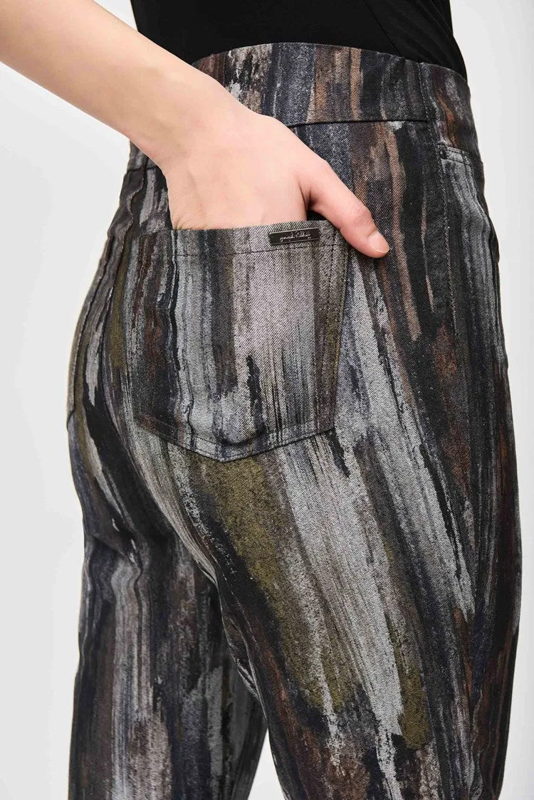 Abstract Print Classic Slim Denim Pants