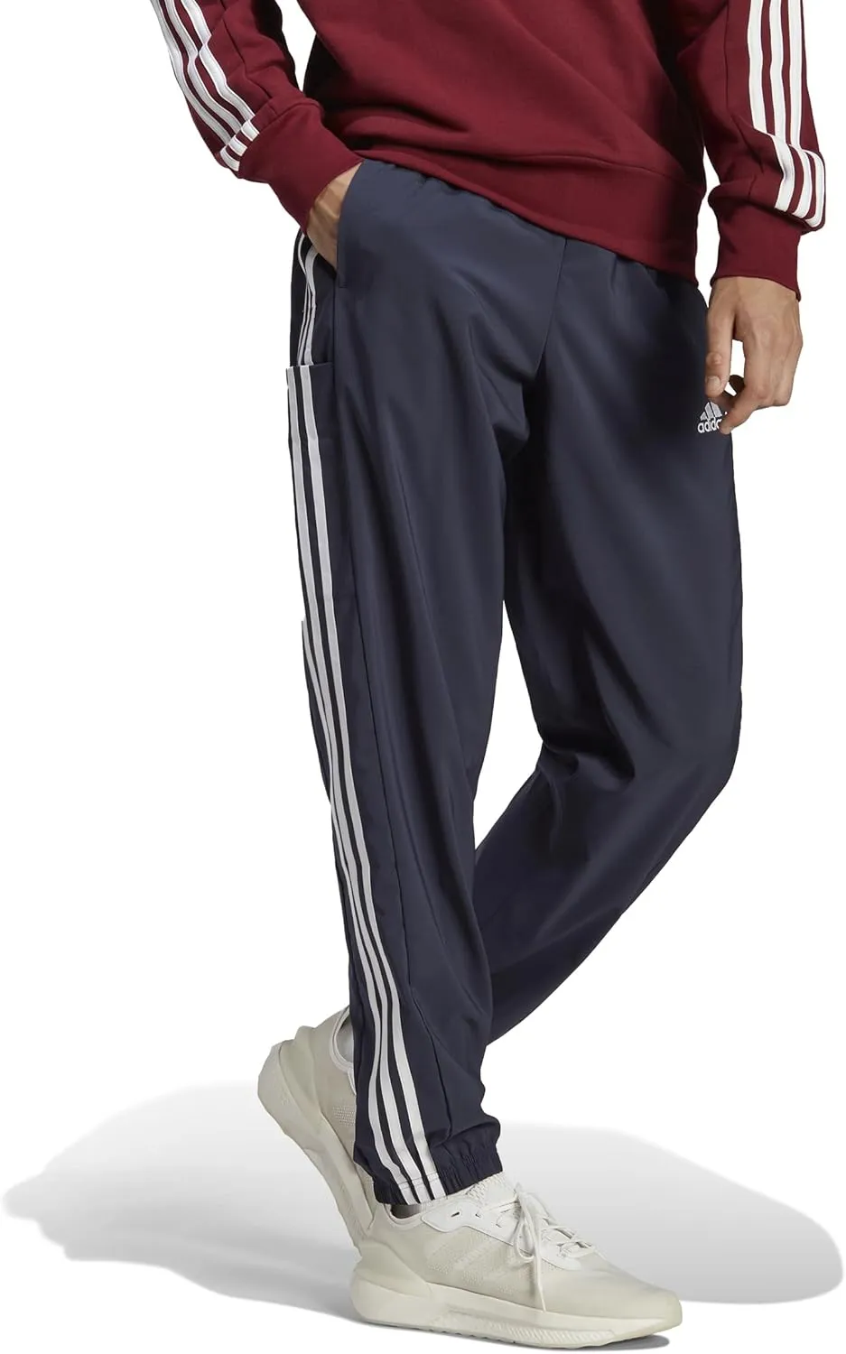 adidas Men's Aeroready Essentials Woven 3-Stripes Tapered Pants