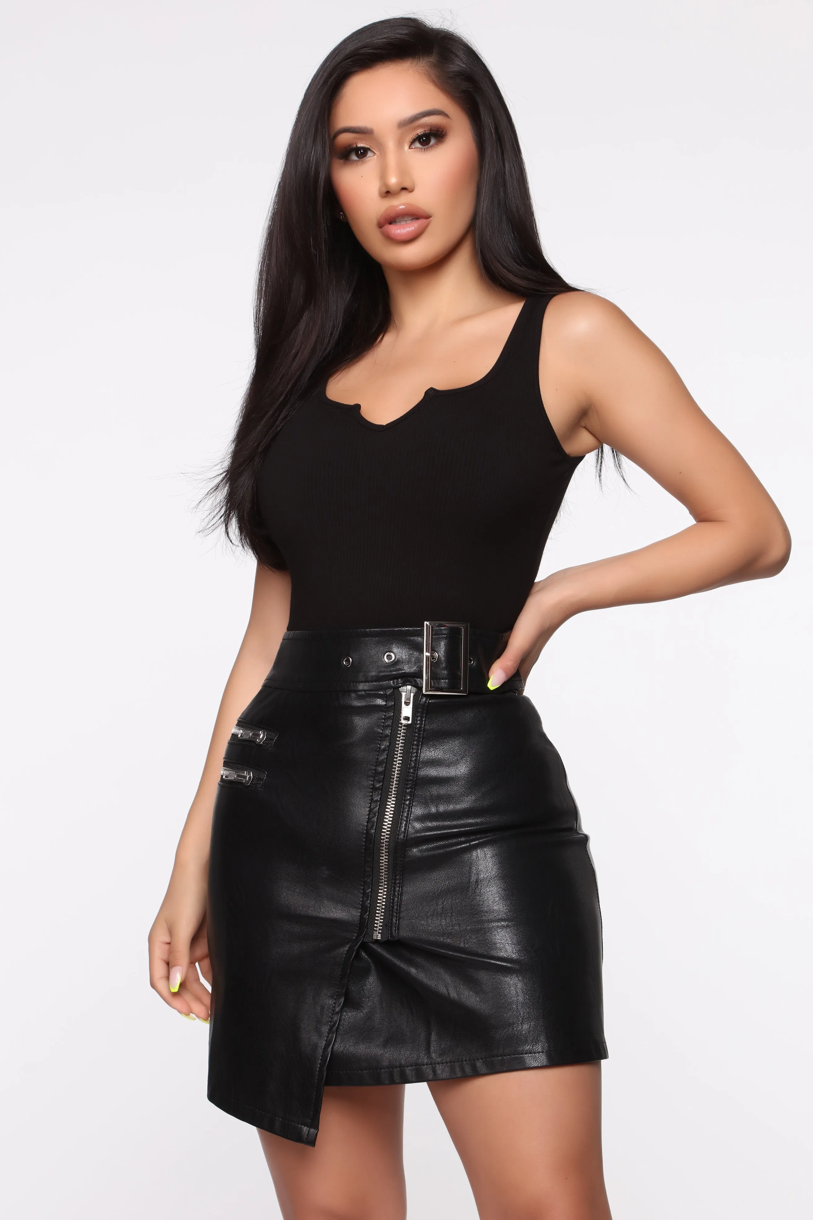 Alexa Ribbed Bodysuit - Black