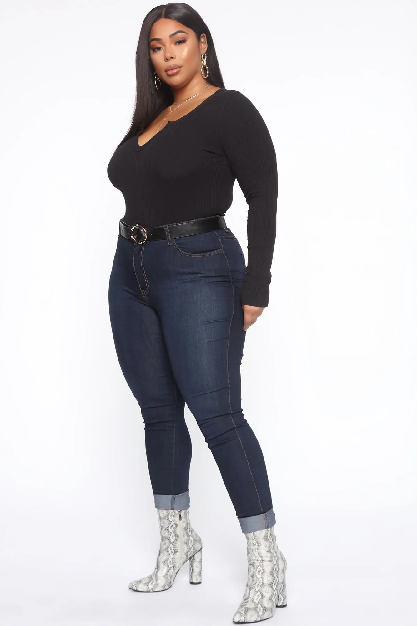 Alexa Ribbed Long Sleeve Bodysuit - Black