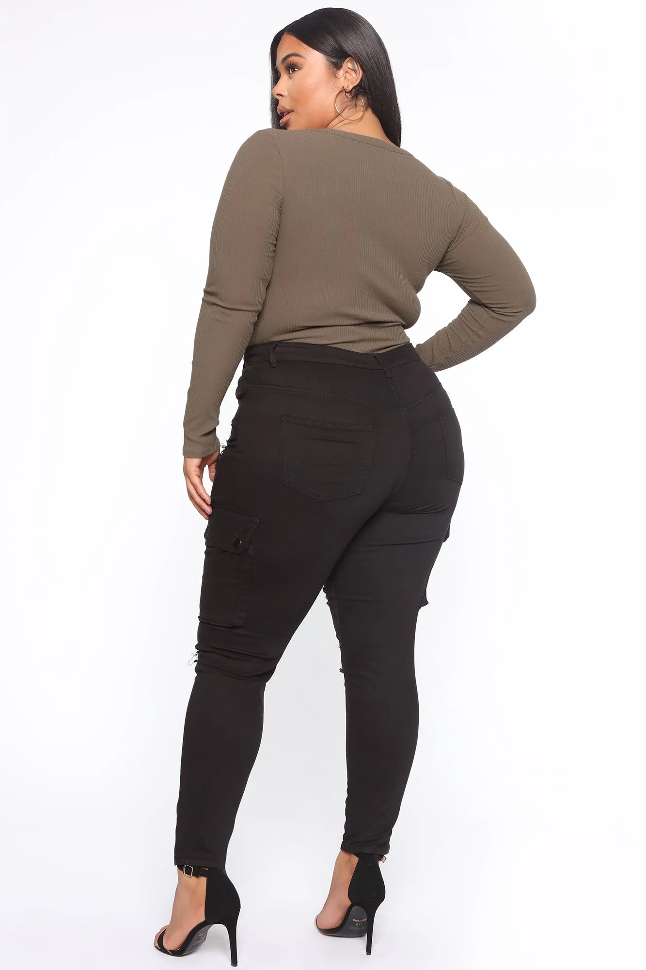 Alexa Ribbed Long Sleeve Bodysuit - Olive