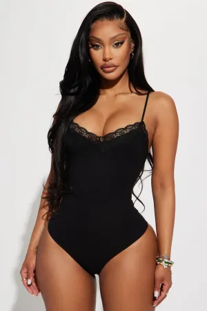 Always Cute Ribbed Bodysuit - Black