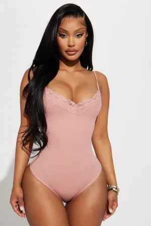 Always Cute Ribbed Bodysuit - Mauve