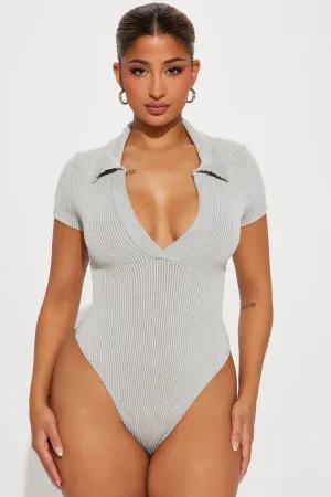 Amanza Ribbed Bodysuit - Heather Grey