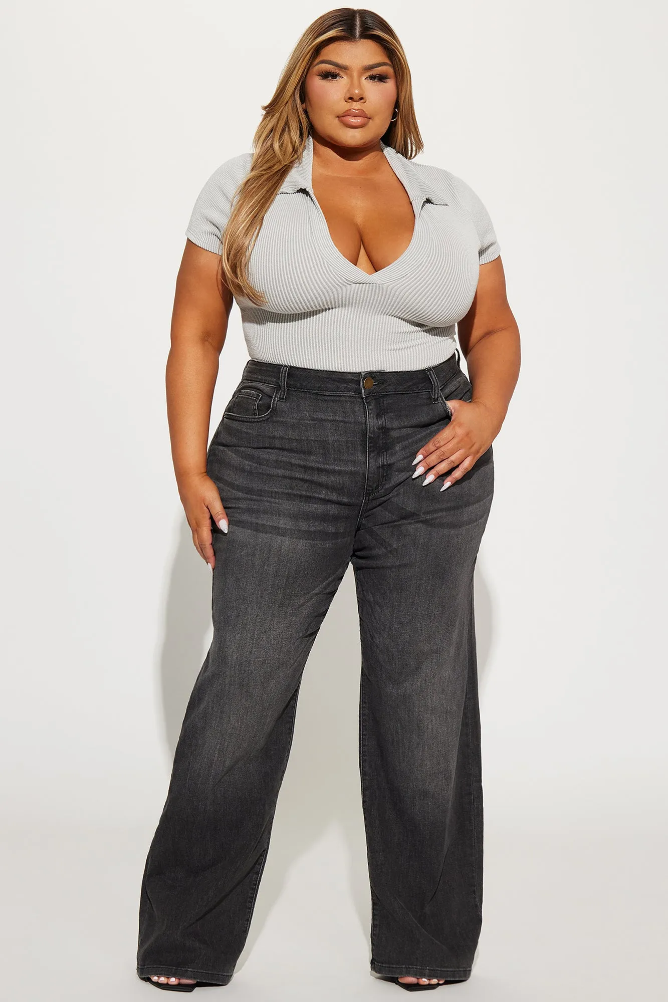 Amanza Ribbed Bodysuit - Heather Grey