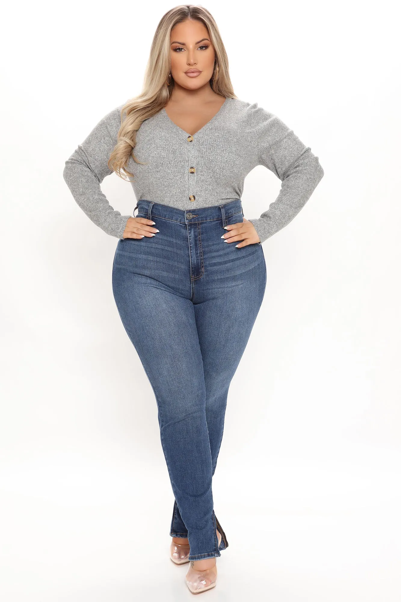 Aria Ribbed Top - Heather Grey
