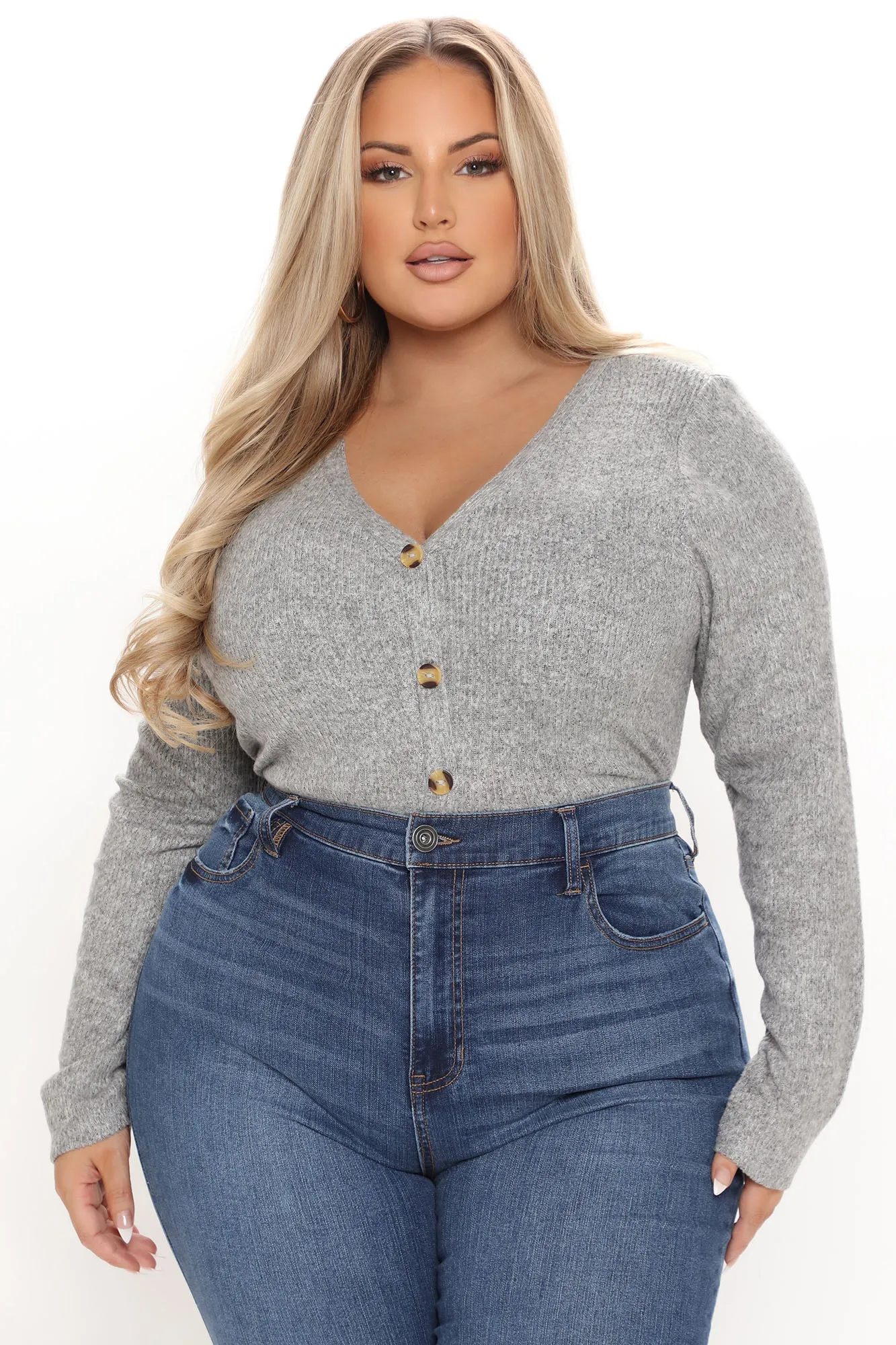 Aria Ribbed Top - Heather Grey
