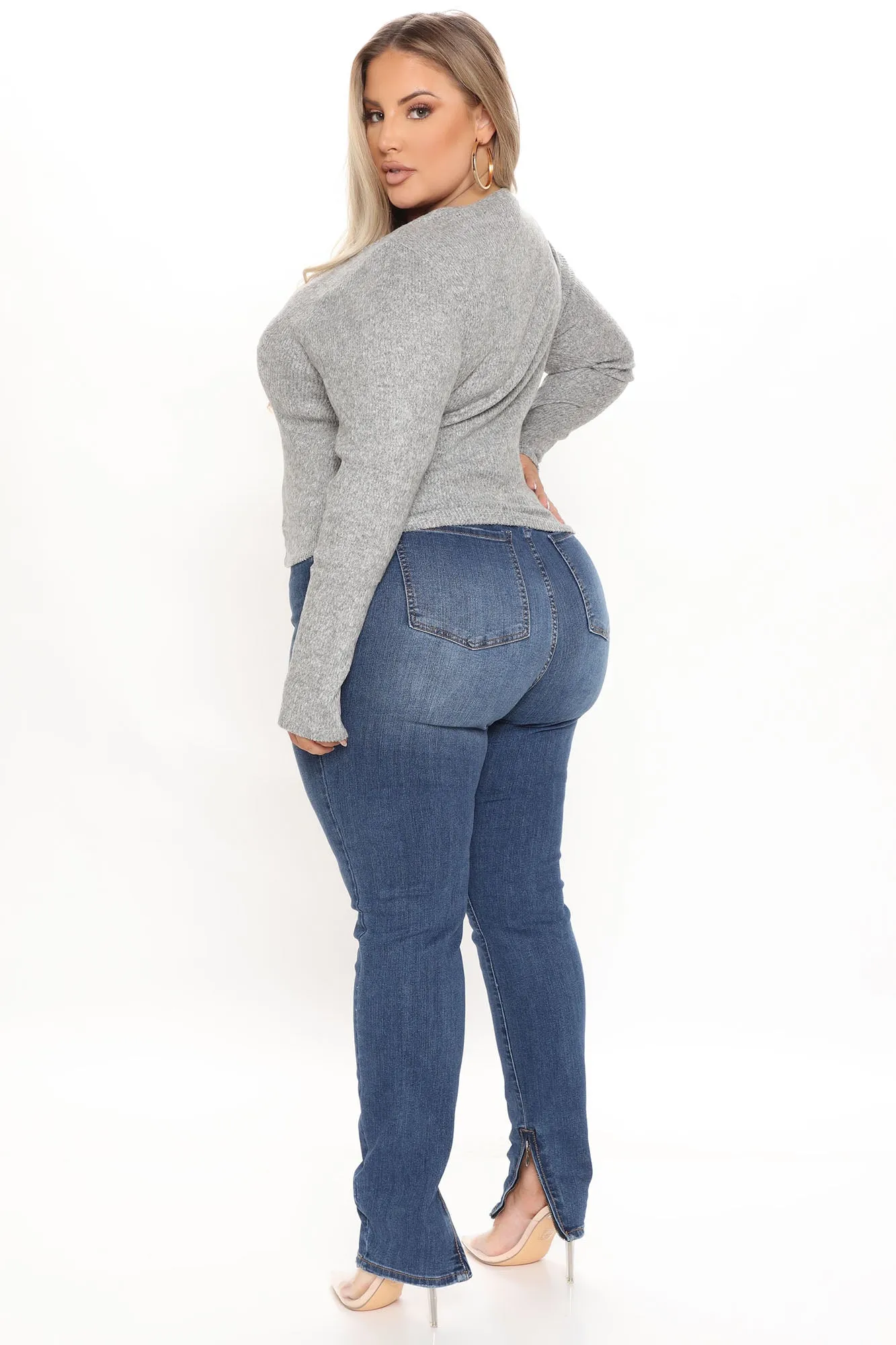 Aria Ribbed Top - Heather Grey