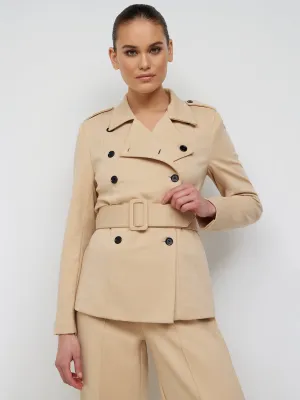 Belted Double-Breasted Ponte Blazer - Superflex