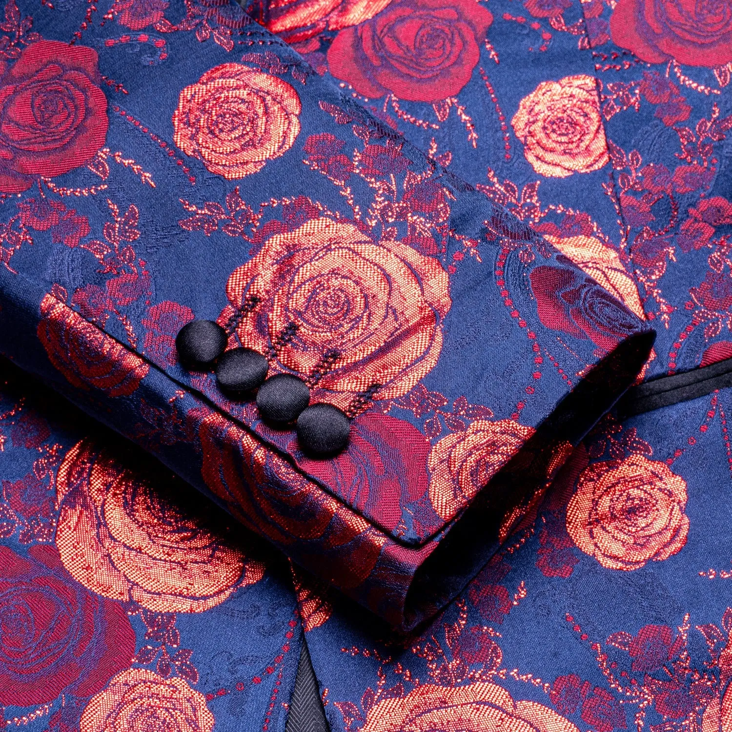 Blue and Red Floral Tuxedo Jacket