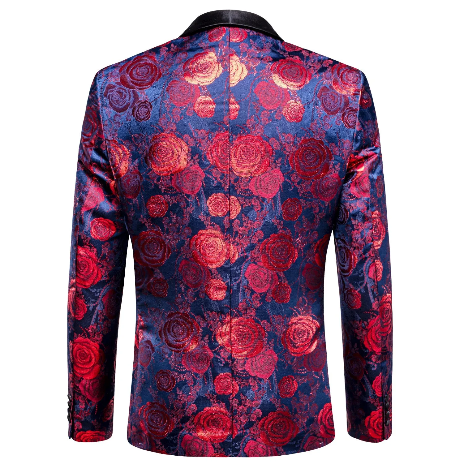 Blue and Red Floral Tuxedo Jacket