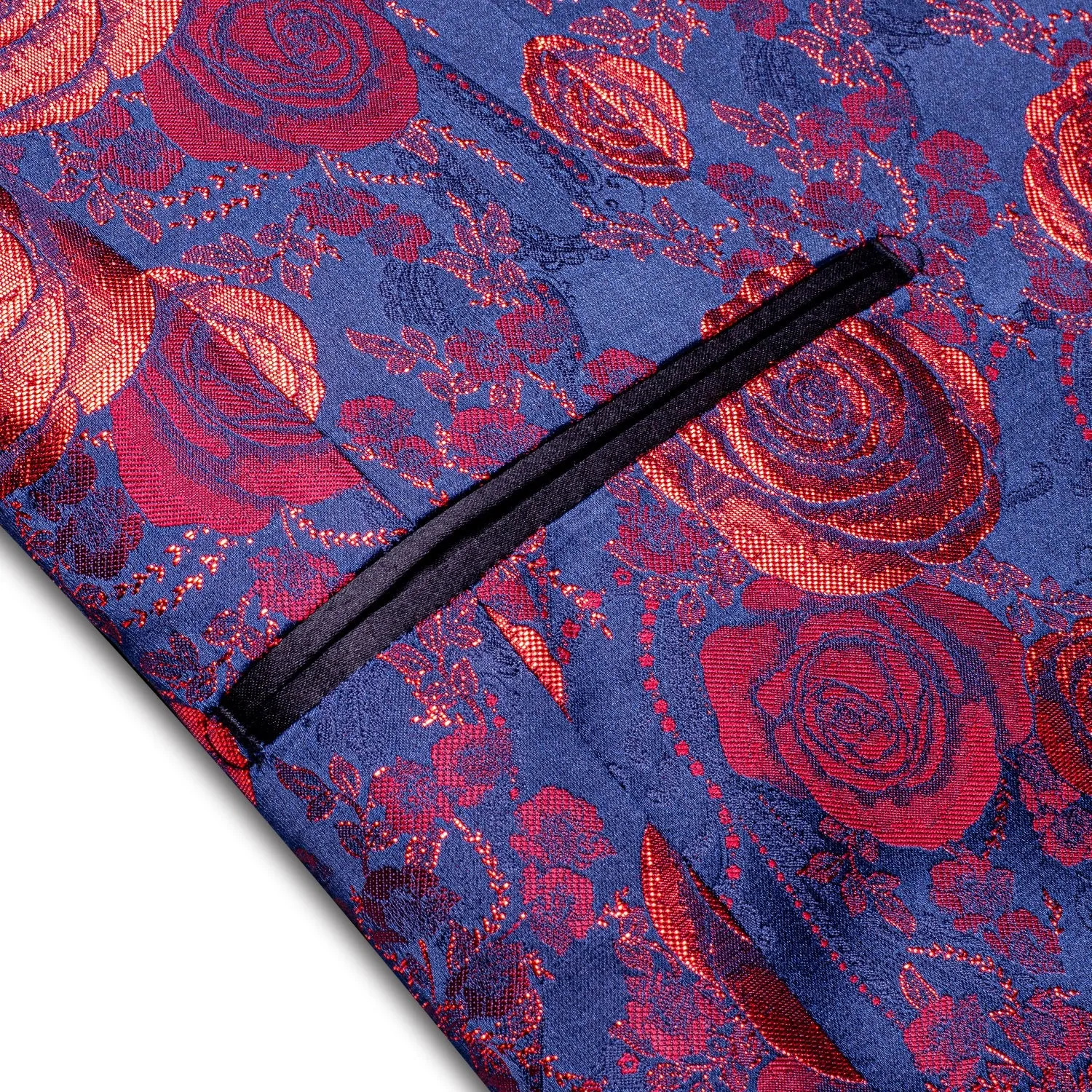 Blue and Red Floral Tuxedo Jacket
