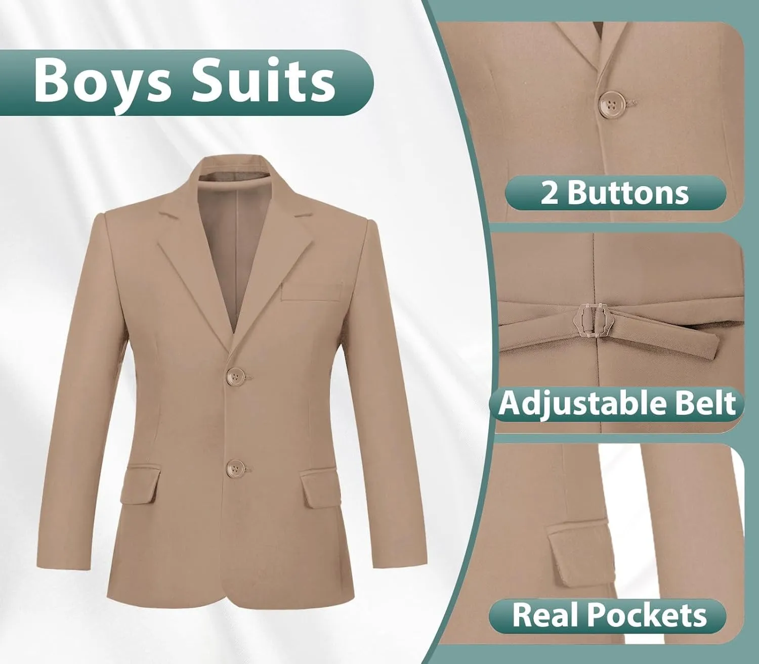 Boys Suits 3 Piece Slim Fit Suit Set Dresswear Ring Bearer Outfit for Boy
