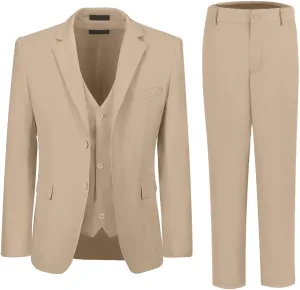 Boys Suits 3 Piece Slim Fit Suit Set Dresswear Ring Bearer Outfit for Boy