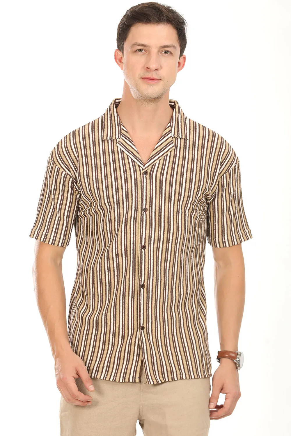 Brown Beach wear Cuban Shirt