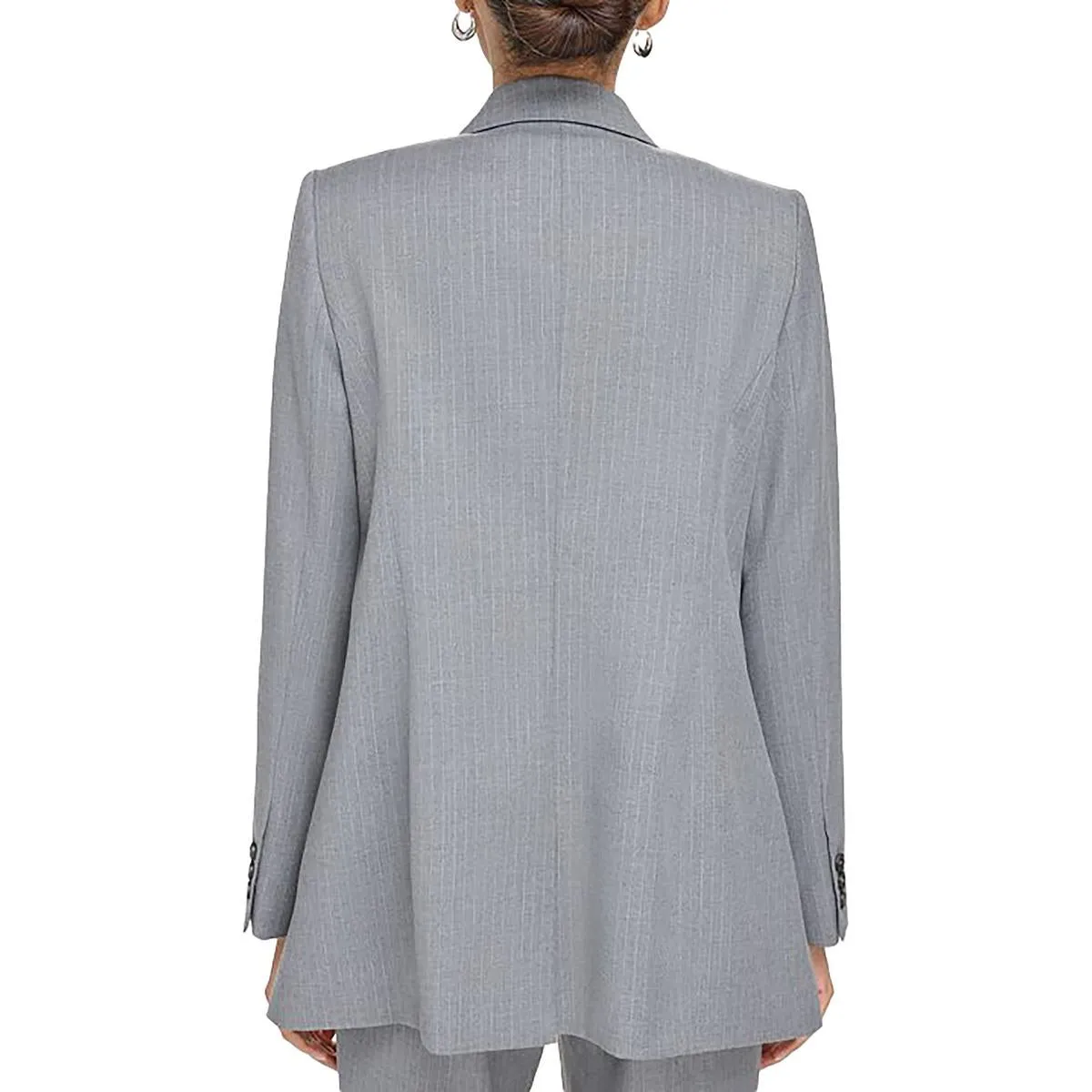 Calvin Klein Womens Striped Shoulder Pads Double-Breasted Blazer