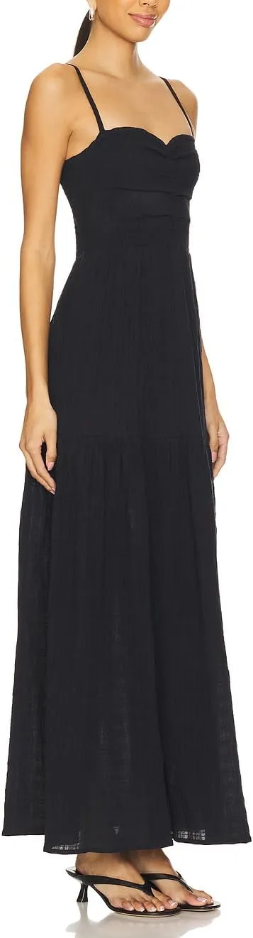 Capuffy Women's Adjustable Spaghetti Straps Smocked Maxi Dress Tiered Skirt Pleated Boho Summer Dress Long Beach Sundress 379