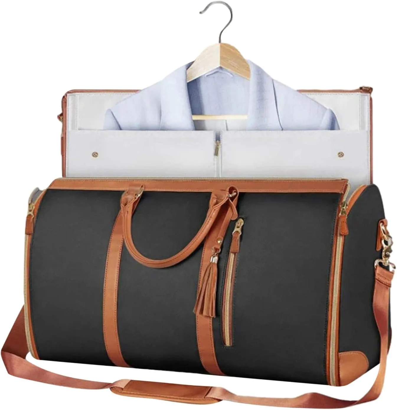 Clothes Duffel Bag, Suit Bag, Convertible Garment Bag for Travel, Weekender Travel Bag, 2-in-1 Convertible Garment Bag, Foldable Travel Bag for Travel, Short Holiday, Business Trip, black, Siehe