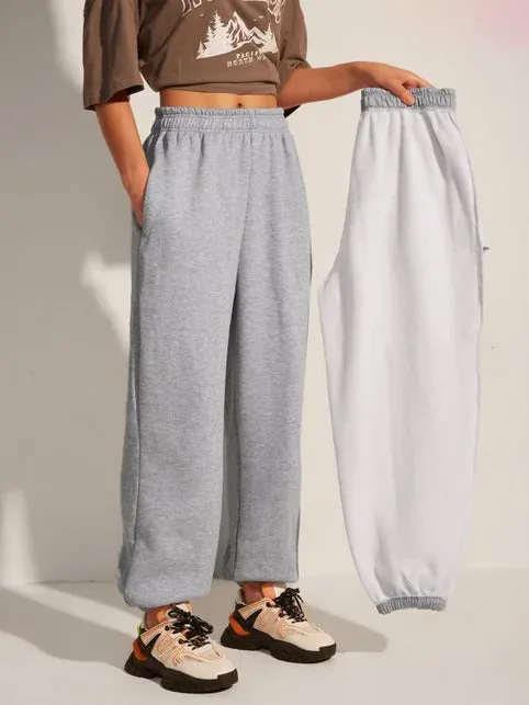Comfortable High Waist Sweatpants for Women  Stretchy and Soft Everyday Pants with Elastic Waistband