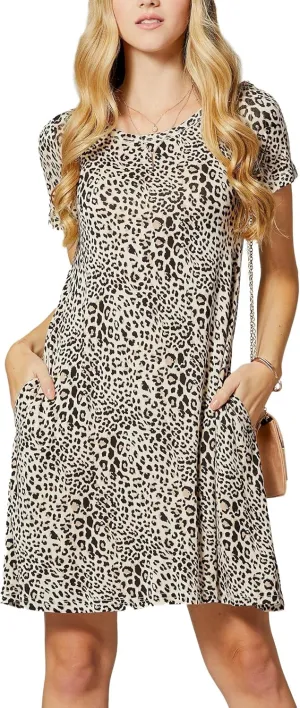 Conceited T Shirt Dress for Women with Pockets - Swing Dress - Short Sleeve - Regular and Plus Size in Many Colors