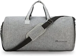 Convertible Garment Bag with Shoulder Strap - 2 in 1 Carry-On Garment Duffel Bag for Men & Women, Hanging Suitcase Travel Bag (Grey)