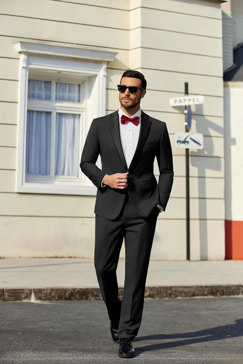 COOFANDY Mens Tuxedo Suit Set Slim Fit 2 Piece One Button Blazer Jacket Pants for Wedding,Dinner,Prom