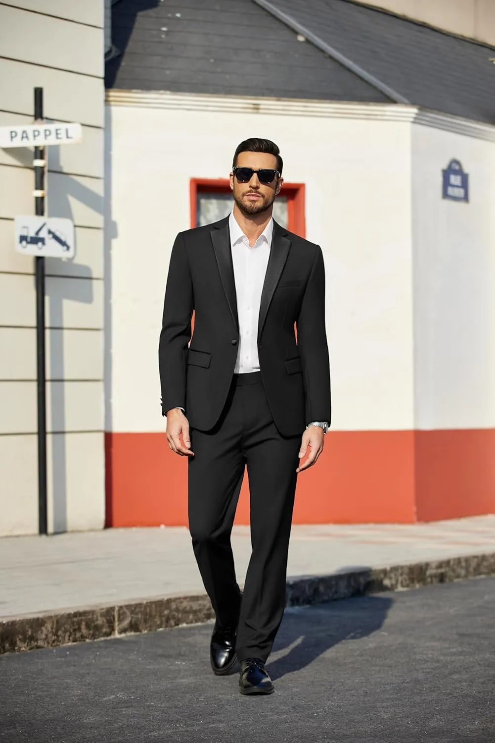 COOFANDY Mens Tuxedo Suit Set Slim Fit 2 Piece One Button Blazer Jacket Pants for Wedding,Dinner,Prom