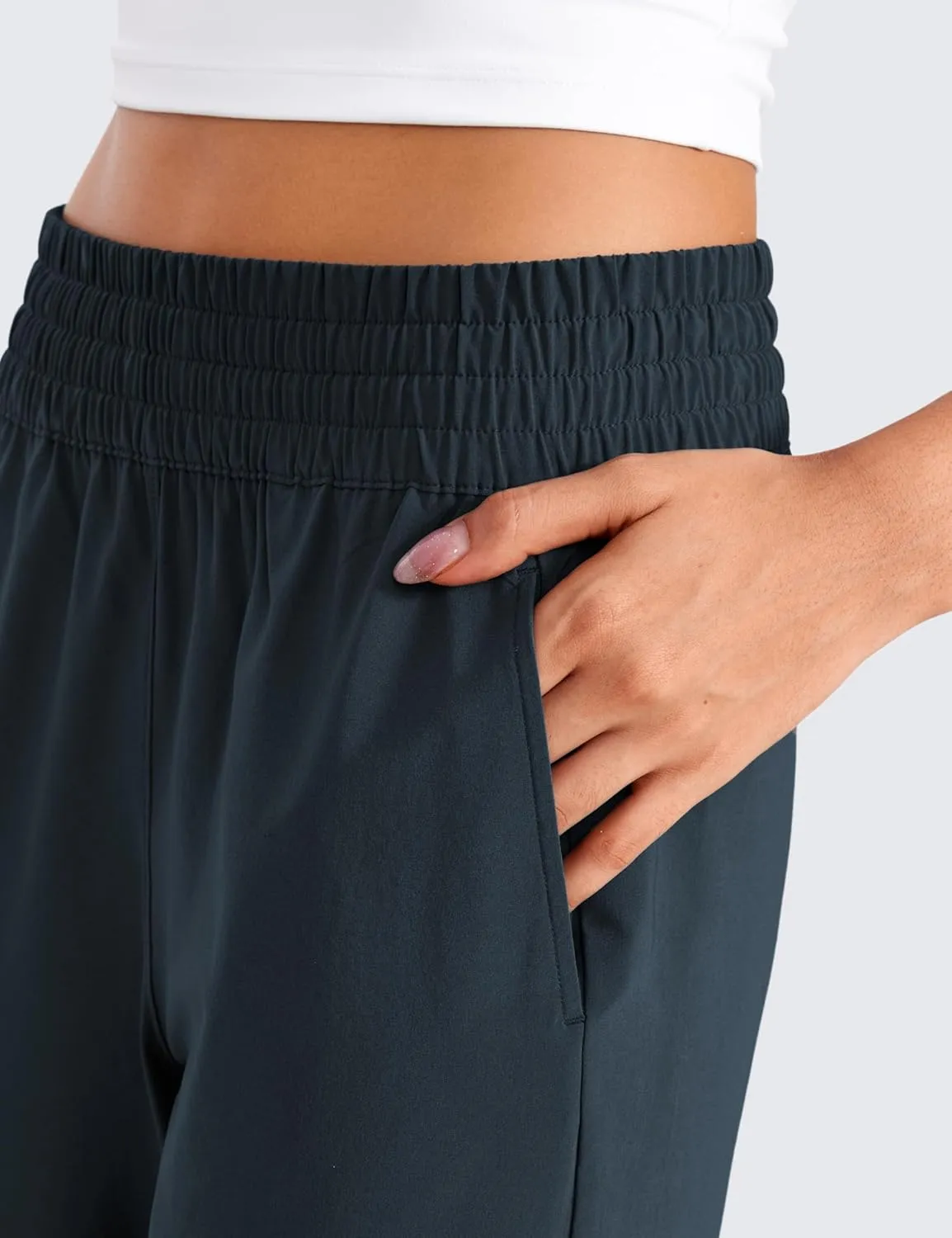 CRZ YOGA Lightweight Wide Leg Pants for Women 30" High Waisted Casual Lounge Travel Work Sweatpants Loose Fit Summer