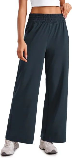 CRZ YOGA Lightweight Wide Leg Pants for Women 30" High Waisted Casual Lounge Travel Work Sweatpants Loose Fit Summer