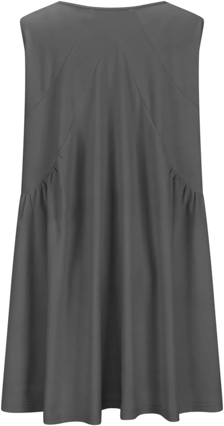 Cute Babydoll Dresses for Women 2024 Fashion Sleeveless Summer Mini Dress Casual Loose Ruffle Flowy Beach Sundress