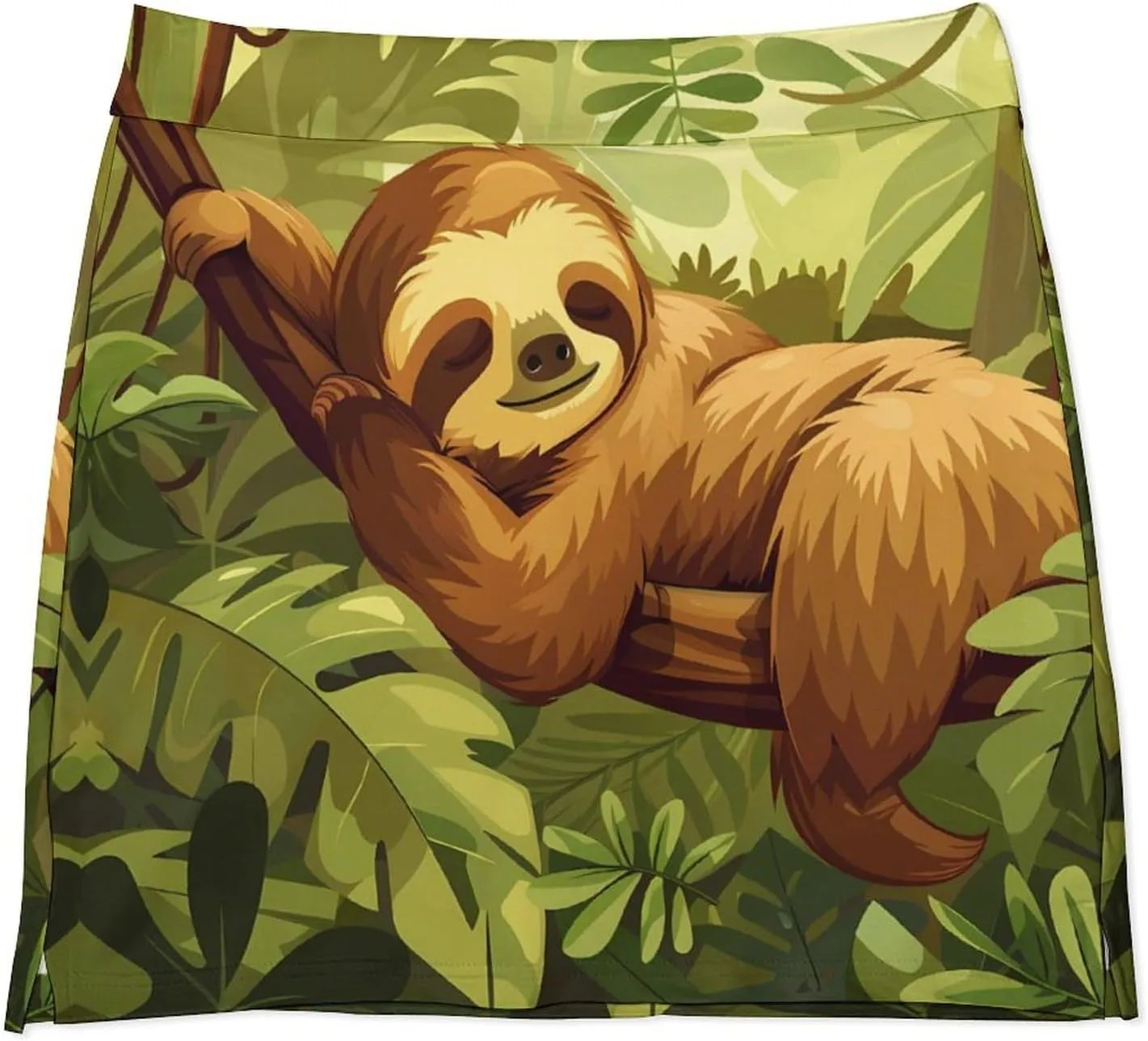 Cute Sloth in Tree Women's Skort Athletic Skirt Golf Skorts A-line Skirts with Built-in Shorts Pockets