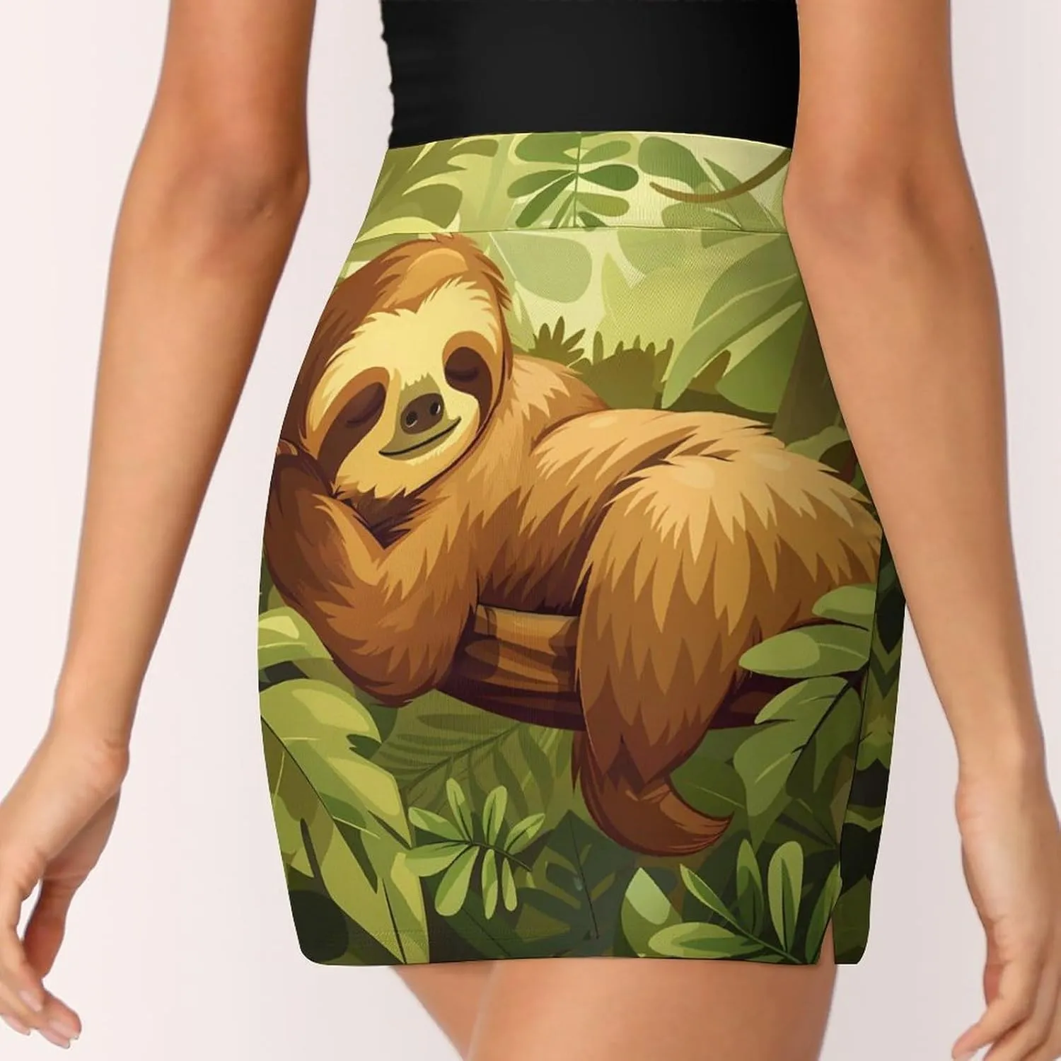 Cute Sloth in Tree Women's Skort Athletic Skirt Golf Skorts A-line Skirts with Built-in Shorts Pockets