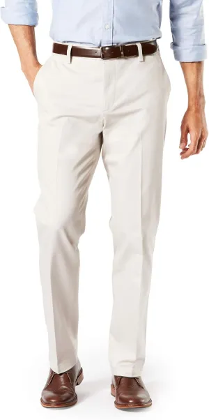 Dockers Men's Straight Fit Signature Lux Cotton Stretch Khaki Pant-Creased, Cloud, 32W x 34L