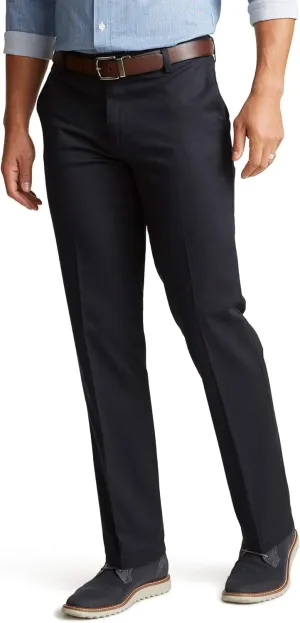 Dockers Men's Straight Fit Signature Lux Cotton Stretch Khaki Pant-Creased, Navy, 40W x 30L