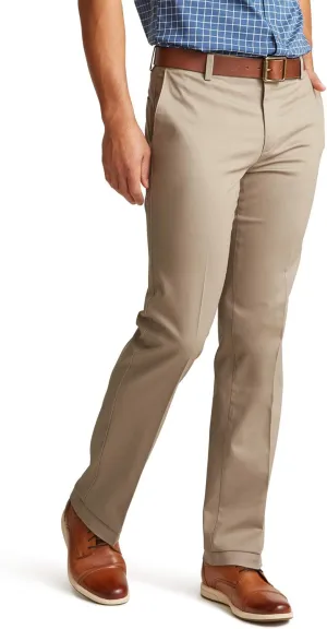 Dockers Men's Straight Fit Signature Lux Cotton Stretch Khaki Pant-Creased, Timberwolf, 42W x 30L