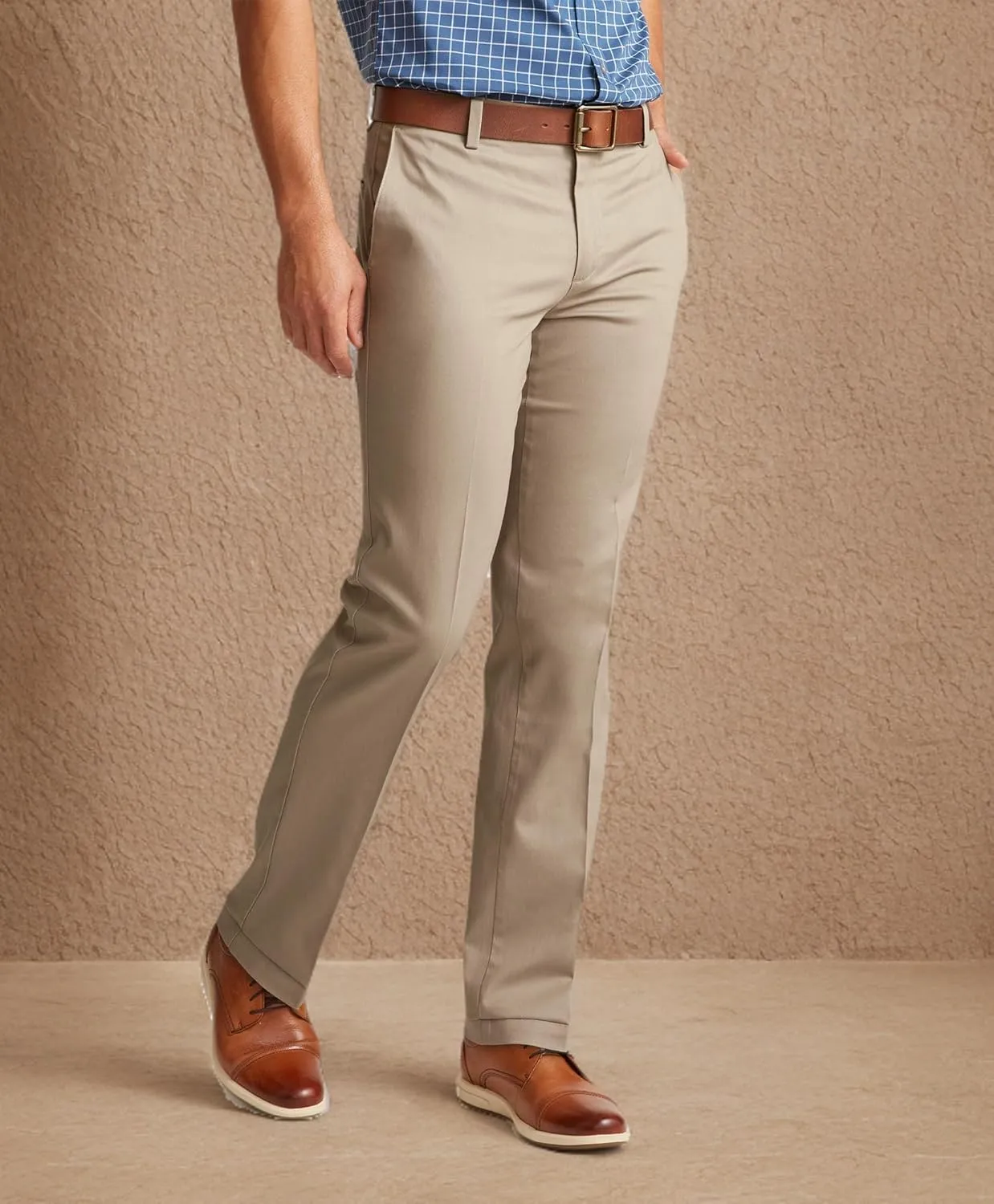 Dockers Men's Straight Fit Signature Lux Cotton Stretch Khaki Pant Creased