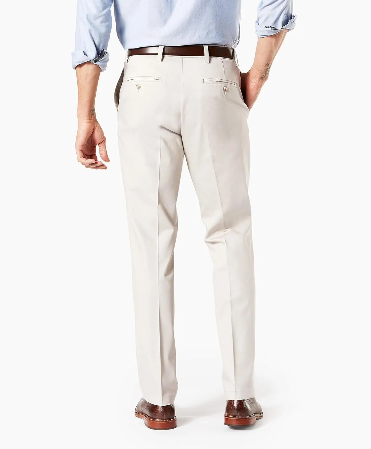 Dockers Men's Straight Fit Signature Lux Cotton Stretch Khaki Pant Creased