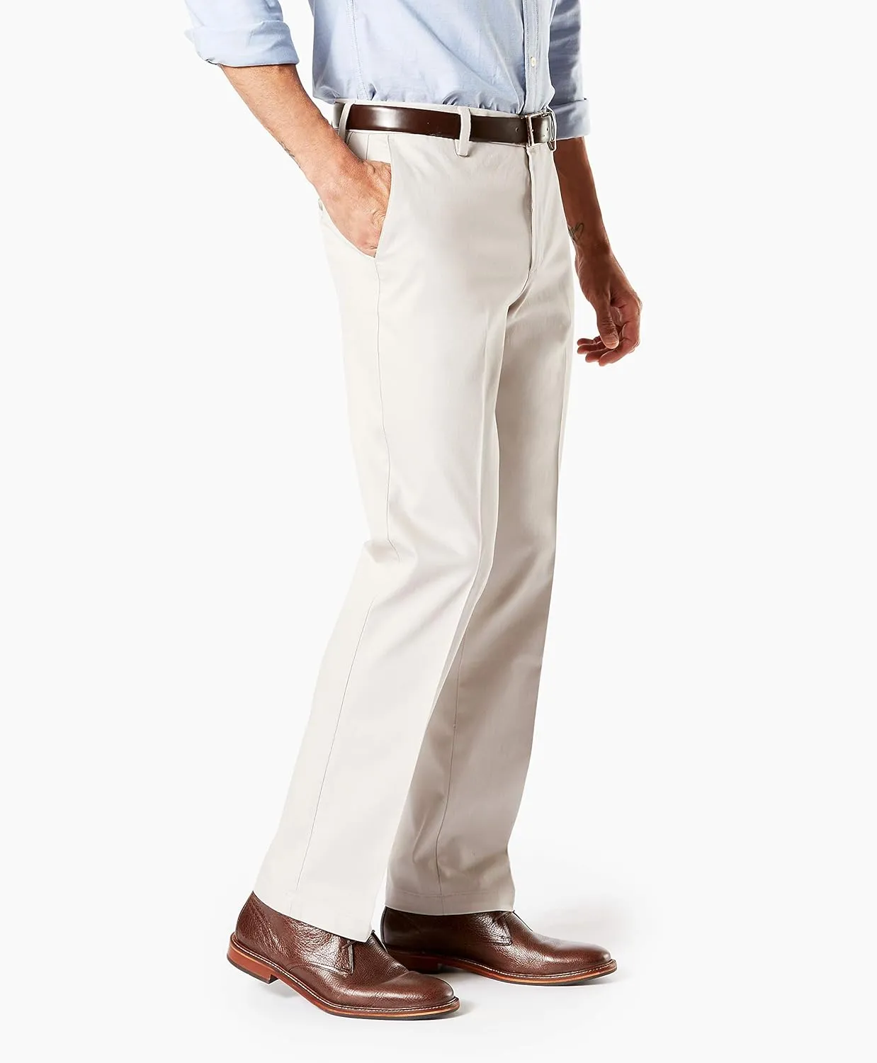 Dockers Men's Straight Fit Signature Lux Cotton Stretch Khaki Pant Creased