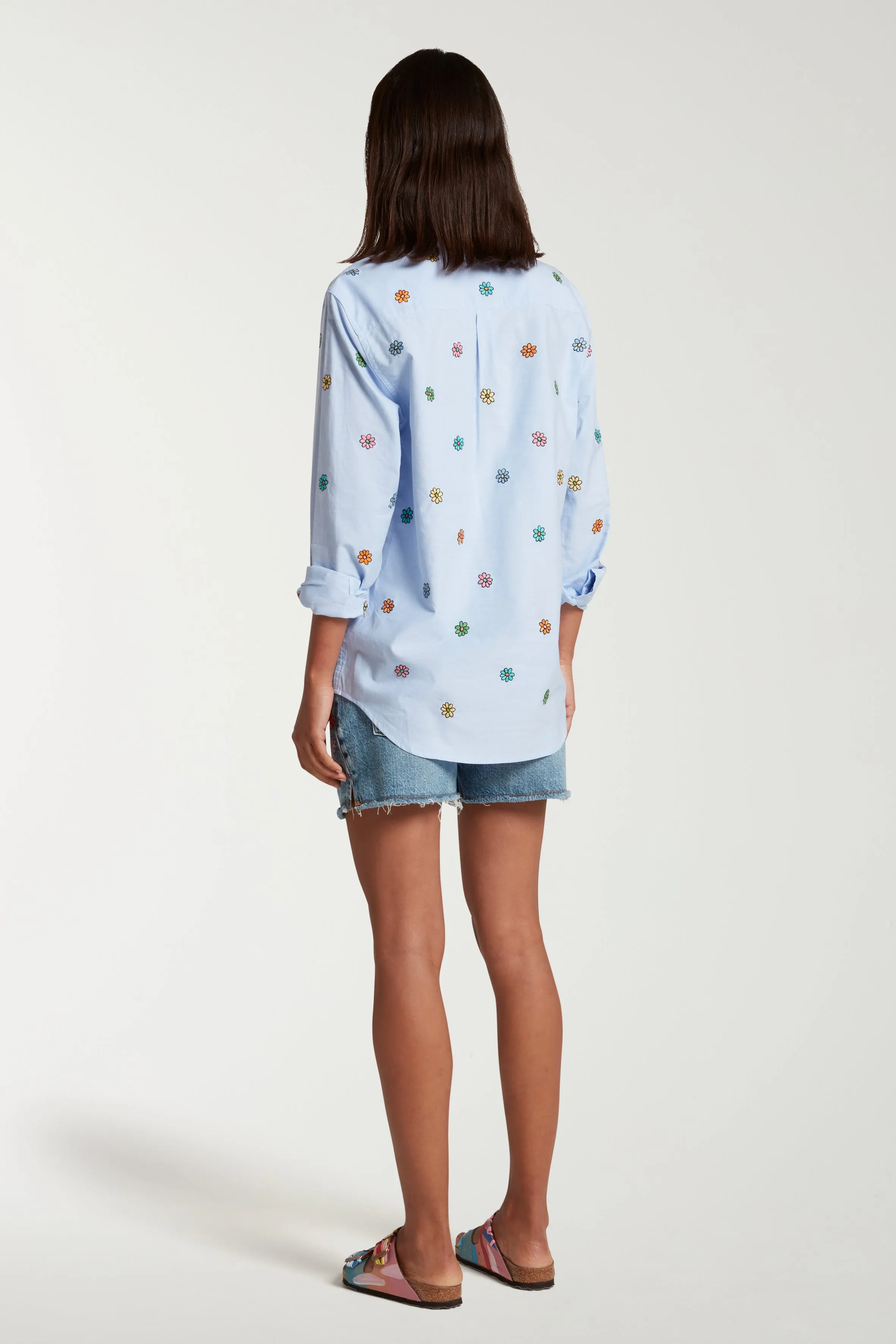 Flower Embroidered Oxford Shirt