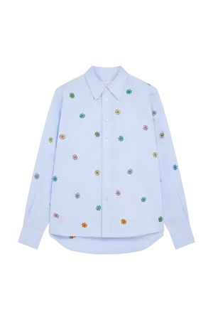 Flower Embroidered Oxford Shirt
