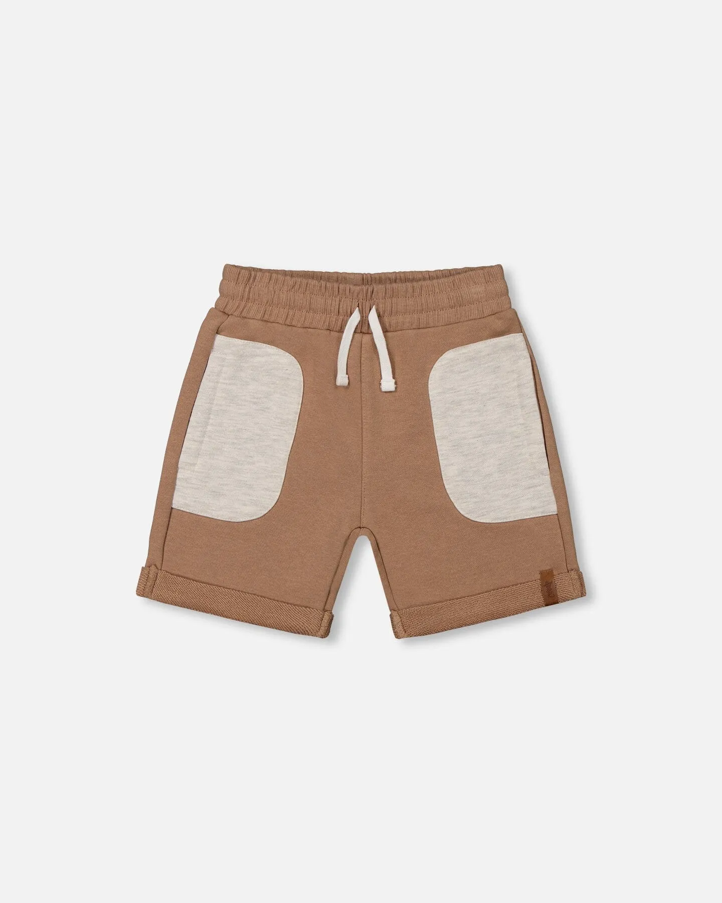 French Terry Short With Contrast Pockets Beige And Off-White