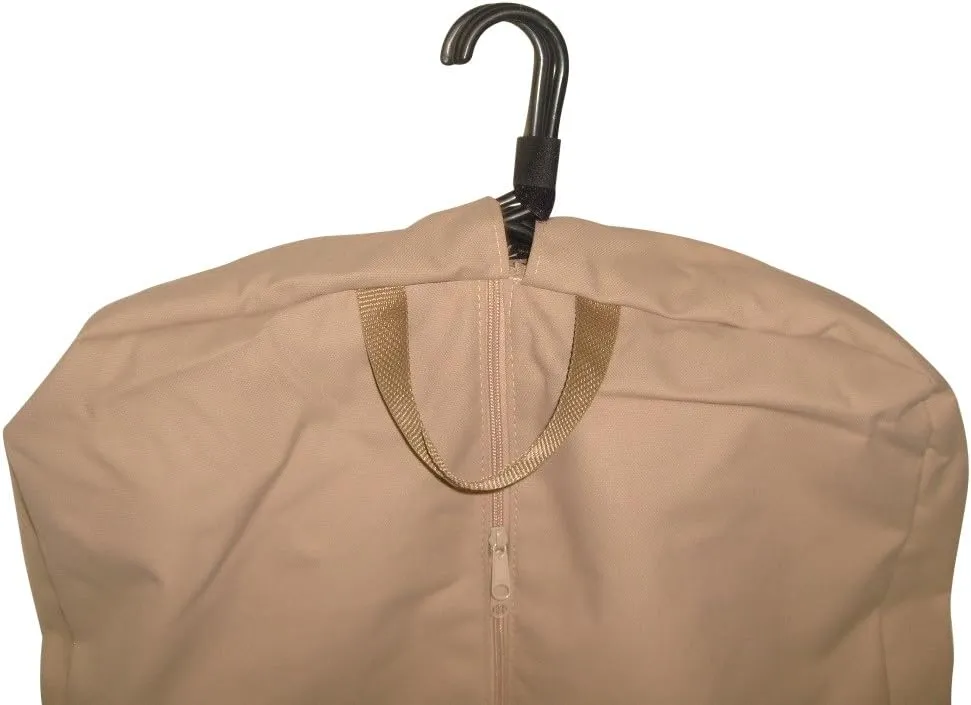 Garment Bag, Ladies Dress Length 46" Garment Bag, Carry-On Size Bag, Made In USA. (Beige)