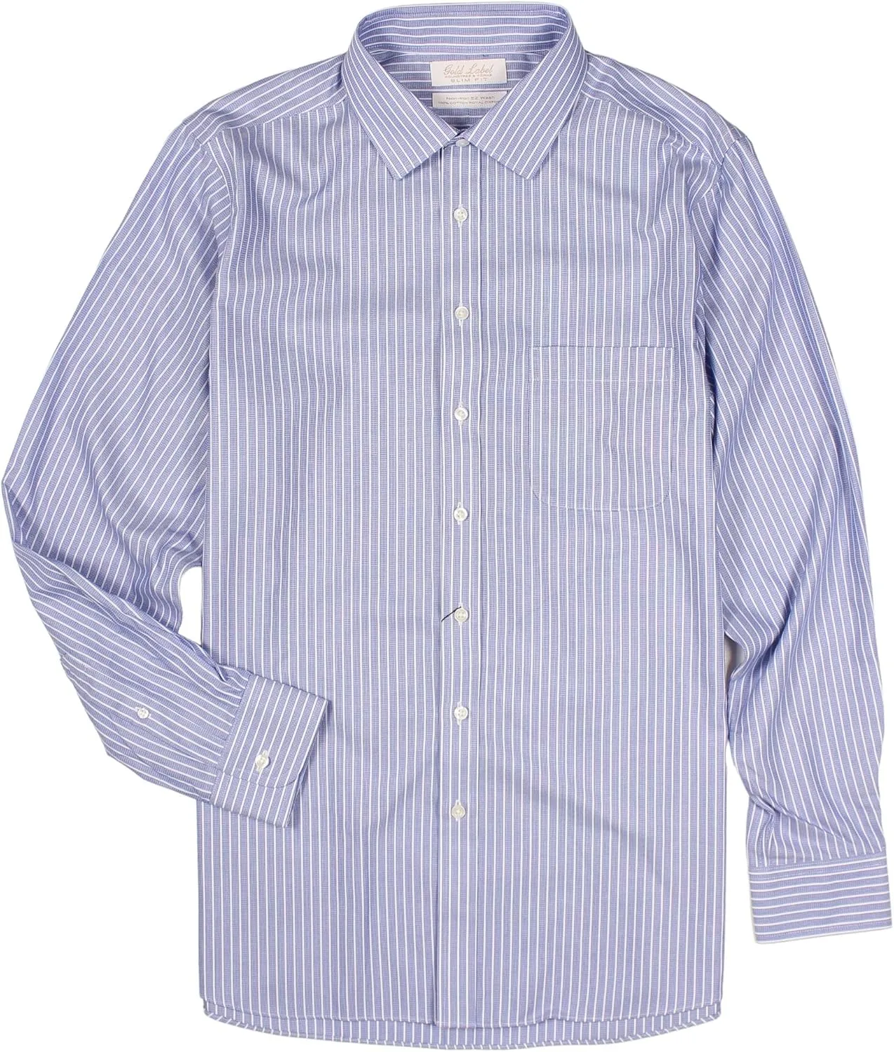 Gold Label Men's Slim Fit Spread Collar Long Sleeve Dress Shirt with Pocket Non-Iron Wrinkle Free