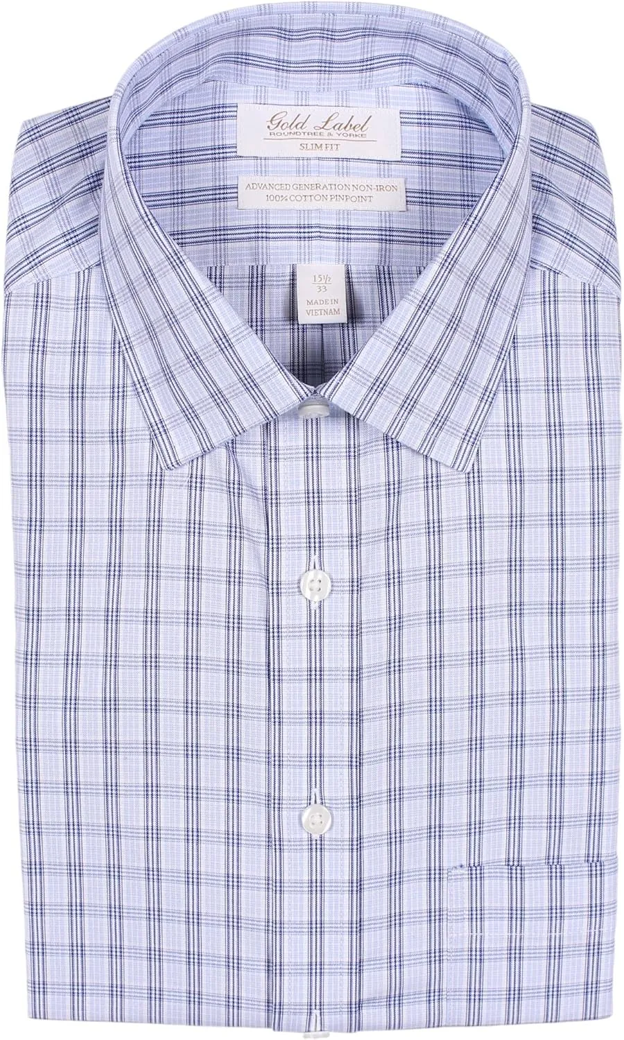 Gold Label Men's Slim Fit Spread Collar Long Sleeve Dress Shirt with Pocket Non-Iron Wrinkle Free