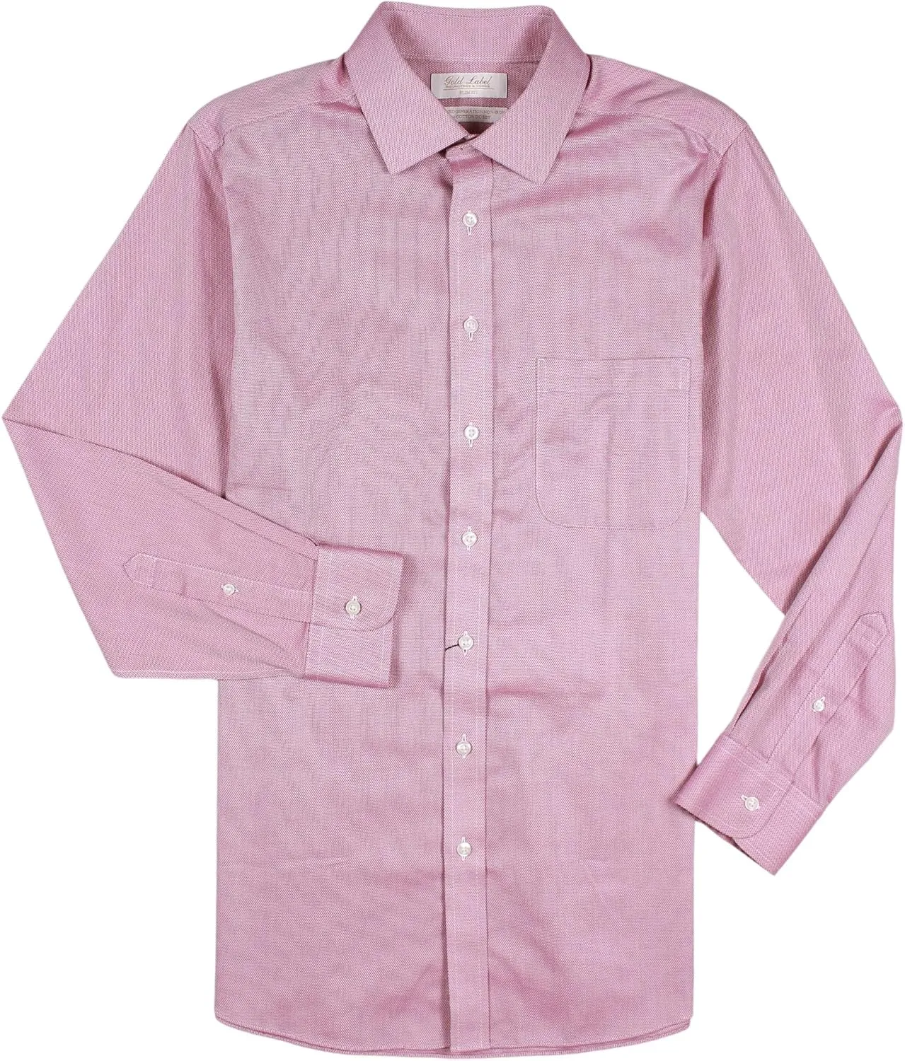 Gold Label Men's Slim Fit Spread Collar Long Sleeve Dress Shirt with Pocket Non-Iron Wrinkle Free