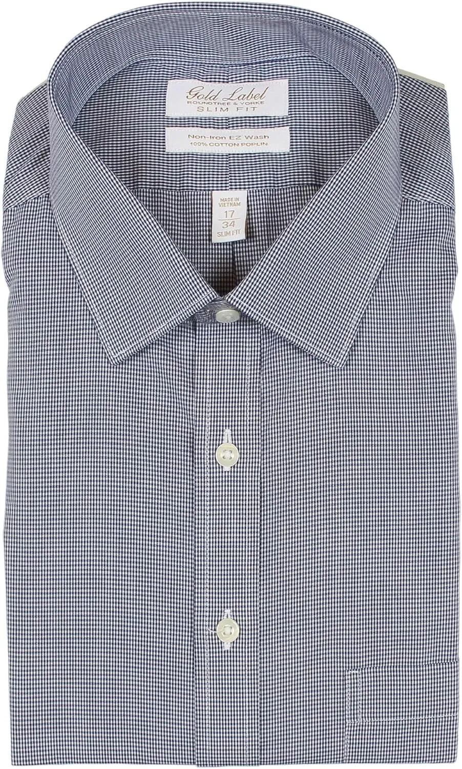 Gold Label Men's Slim Fit Spread Collar Long Sleeve Dress Shirt with Pocket Non-Iron Wrinkle Free