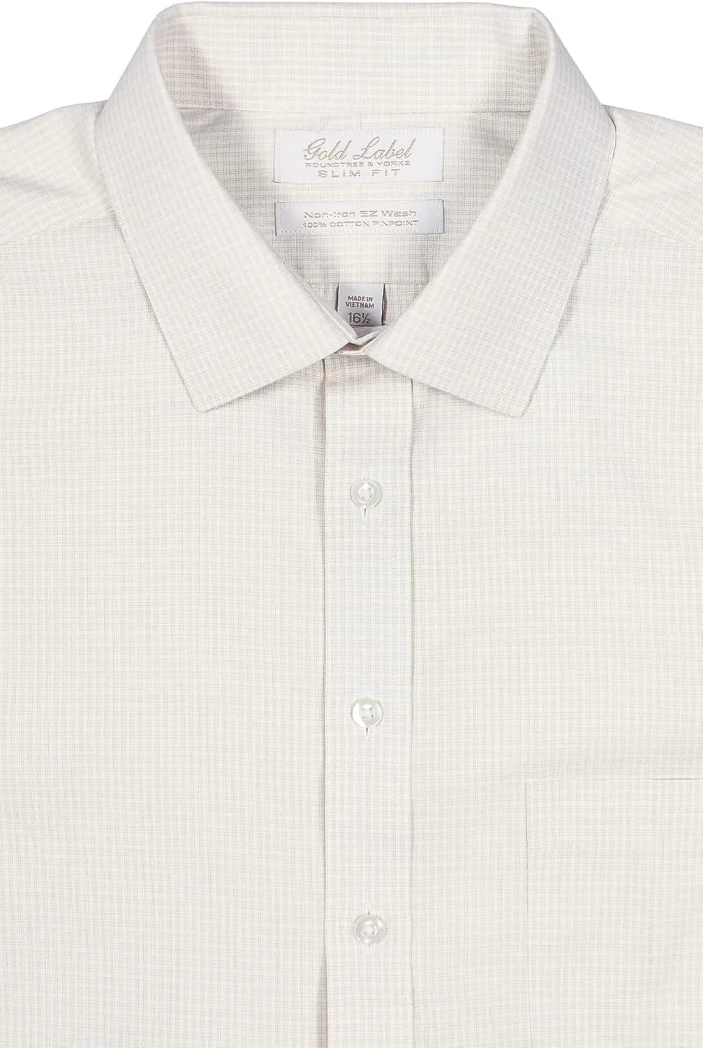 Gold Label Men's Slim Fit Spread Collar Long Sleeve Dress Shirt with Pocket Non-Iron Wrinkle Free